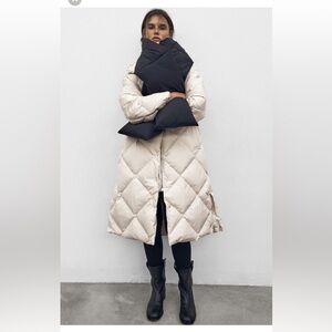 💄 Zara NWT Long Creamy Puffer Down Coat – Size S